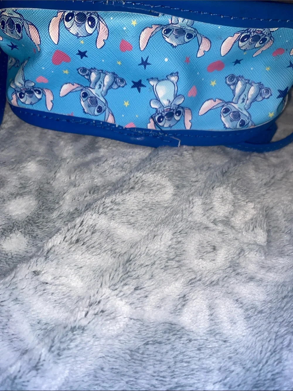 Disney Blue Stitch Crossbody Bag with Pink Heart Accents